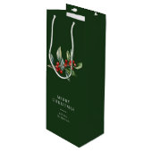 Eenvoudige elegante kerst Waterverf Botanisch Wijn Cadeautas (Voorkant Gekanteld)