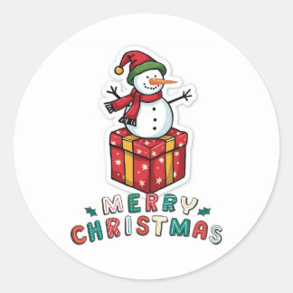 Eenvoudige Elegante Kerst Waterverf Botanische Ronde Sticker