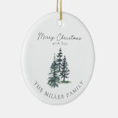 Eenvoudige Elegante Kerstboom | dennenboom Keramisch Ornament (Rechts)