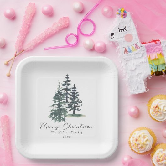 Eenvoudige Elegante Kerstboom | dennenboom Papieren Bordje (Feest)