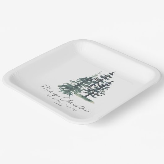 Eenvoudige Elegante Kerstboom | dennenboom Papieren Bordje (Gebogen)