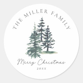 Eenvoudige Elegante Kerstboom | dennenboom Ronde Sticker