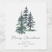 Eenvoudige Elegante Kerstboom | dennenboom Wijn Etiket (Enkel label)