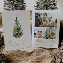 Eenvoudige, elegante kerstboom foto Kerstmis Feestdagenkaart