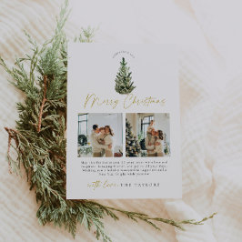 Eenvoudige, elegante kerstboom foto Kerstmis Feestdagenkaart