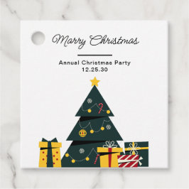 Eenvoudige elegante kerstboom geschenkdoos bedankjes labels