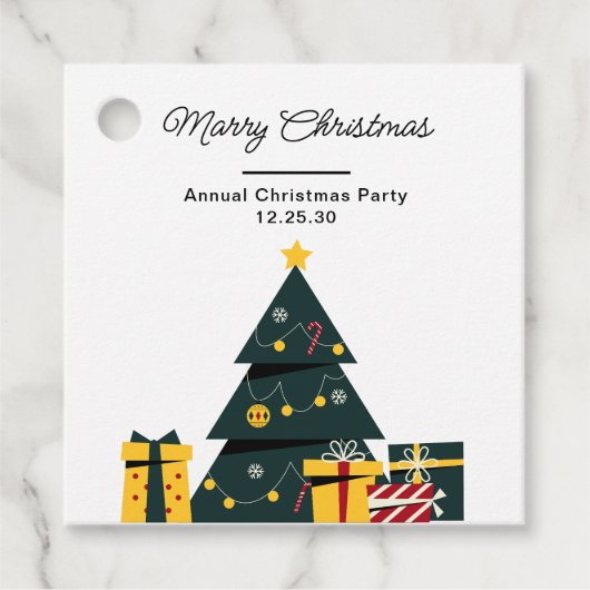 Eenvoudige elegante kerstboom geschenkdoos bedankjes labels (Voorkant)