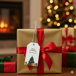 Eenvoudige Elegante Kerstboom Geschenkdoos Cadeaulabel