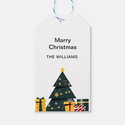 Eenvoudige Elegante Kerstboom Geschenkdoos Cadeaulabel (Voorkant)