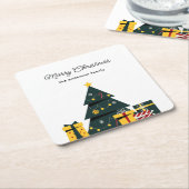 Eenvoudige elegante kerstboom geschenkdoos kartonnen onderzetters (Schuin)