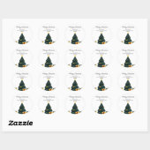 Eenvoudige elegante kerstboom geschenkdoos ronde sticker (Vel)