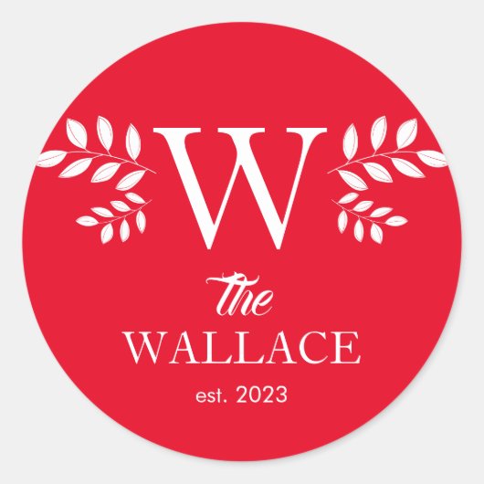 Eenvoudige elegante kerstfamilie monogram ronde sticker (Voorkant)