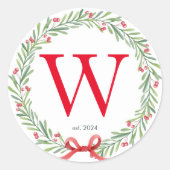 Eenvoudige elegante kerstfamilie monogram ronde sticker (Voorkant)