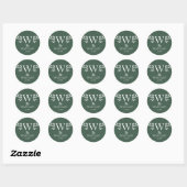 Eenvoudige elegante kerstfamilie monogram ronde sticker (Vel)