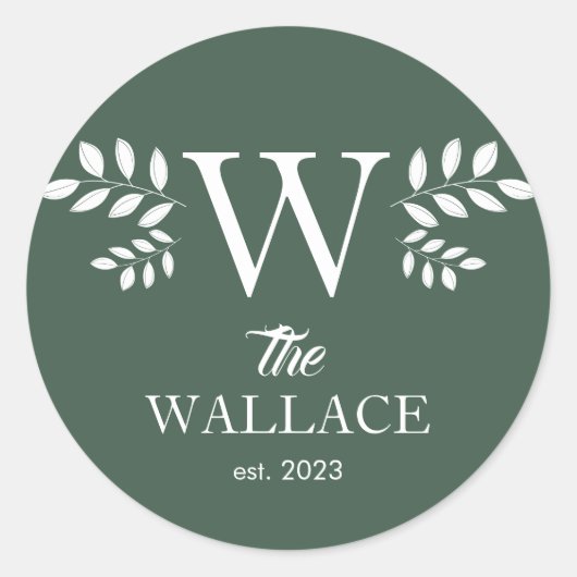 Eenvoudige elegante kerstfamilie monogram ronde sticker (Voorkant)