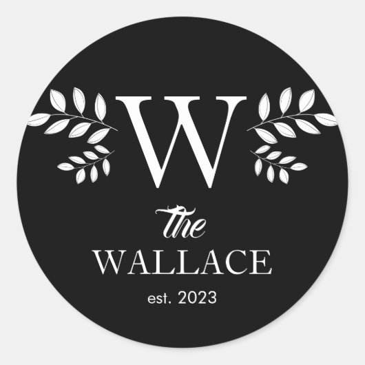 Eenvoudige elegante kerstfamilie monogram ronde sticker (Voorkant)