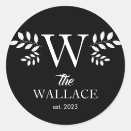 Eenvoudige elegante kerstfamilie monogram ronde sticker