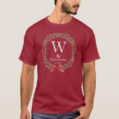 Eenvoudige elegante kerstfamilie monogram t-shirt (Voorkant)