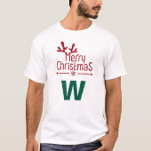 Eenvoudige elegante kerstfamilie monogrammed naam t-shirt (Voorkant)