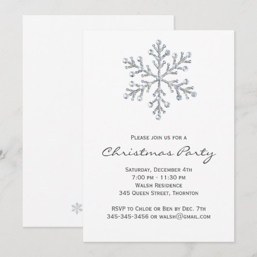 Eenvoudige & Elegante Kerstfeest Uitnodiging (Voorkant / Achterkant)