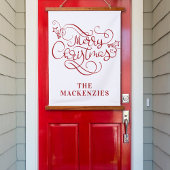 Eenvoudige elegante kerstnaam rood wit hangend wandkleed