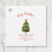 Eenvoudige elegante kerstpijnboom bedankjes labels (Voorkant)