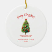 Eenvoudige elegante kerstpijnboom keramisch ornament (Voorkant)