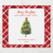 Eenvoudige elegante kerstpijnboom likeurfles etiket (Enkel label)