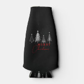 Eenvoudige elegante kerstpijnboom | Zwart Flesjeskoeler (Voorkant)