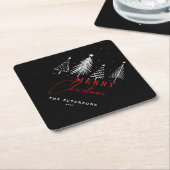 Eenvoudige elegante kerstpijnboom | Zwart Kartonnen Onderzetters (Schuin)