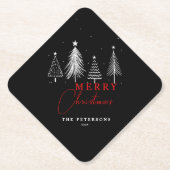 Eenvoudige elegante kerstpijnboom | Zwart Kartonnen Onderzetters (Voorkant)