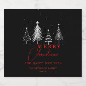 Eenvoudige elegante kerstpijnboom | Zwart Likeurfles Etiket (Enkel label)