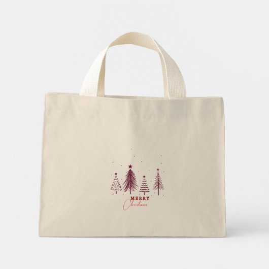Eenvoudige elegante kerstpijnboom | Zwart Mini Tote Bag (Achterkant)