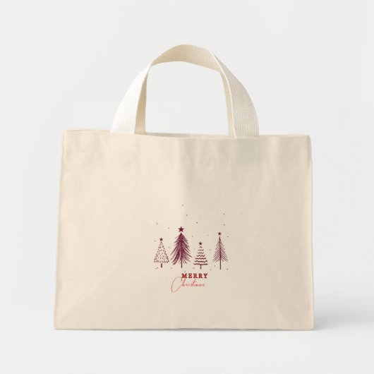 Eenvoudige elegante kerstpijnboom | Zwart Mini Tote Bag (Voorkant)