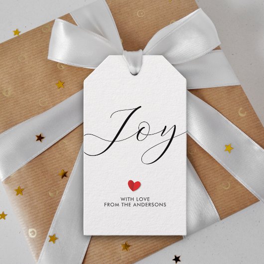 Eenvoudige elegante kerstvreugde en liefdesvakanti cadeaulabel