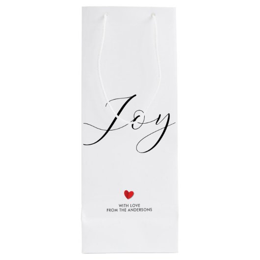 Eenvoudige elegante kerstvreugde en liefdesvakanti wijn cadeautas (Achterkant)