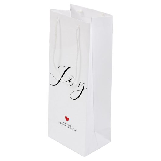 Eenvoudige elegante kerstvreugde en liefdesvakanti wijn cadeautas (Voorkant Gekanteld)