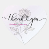 Eenvoudige Elegante Klassieke Bloemen Huwelijk Dan Hart Sticker (Voorkant)