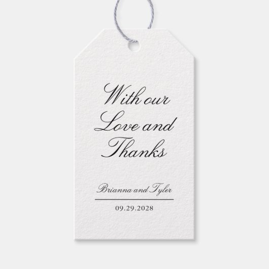 Eenvoudige elegante klassieke bruiloft dank u cadeaulabel (Voorkant)