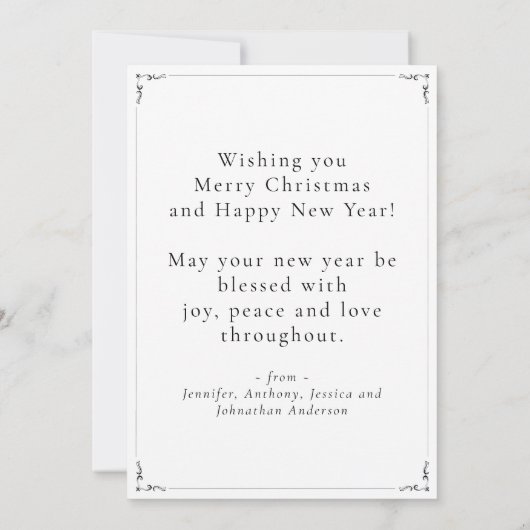 Eenvoudige elegante klassieke foto Vrolijk Kerstfe Feestdagenkaart (Achterkant)