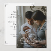 Eenvoudige elegante klassieke foto Vrolijk Kerstfe Feestdagenkaart (Voorkant / Achterkant)