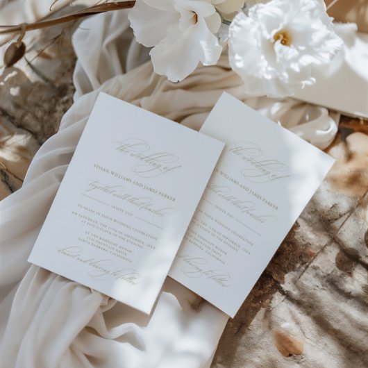 Eenvoudige elegante klassieke kalligrafie bruiloft kaart