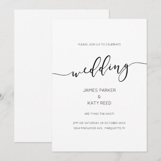 Eenvoudige elegante klassieke scriptkalligrafie no kaart (Voorkant / Achterkant)