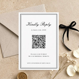 Eenvoudige Elegante Klassieke Trouw QR Code RSVP Kaartje