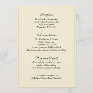 Eenvoudige Elegante Klassieke Trouwreceptie Bijlag Kaart