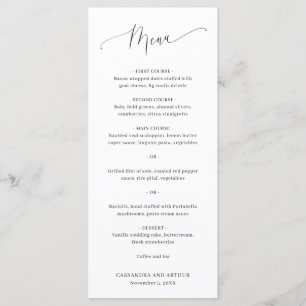 Eenvoudige Elegante Klassieke Witte Bruiloft Menu