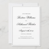 Eenvoudige Elegante Klassieke Zwart & Wit Fotobrui Save The Date (Voorkant)