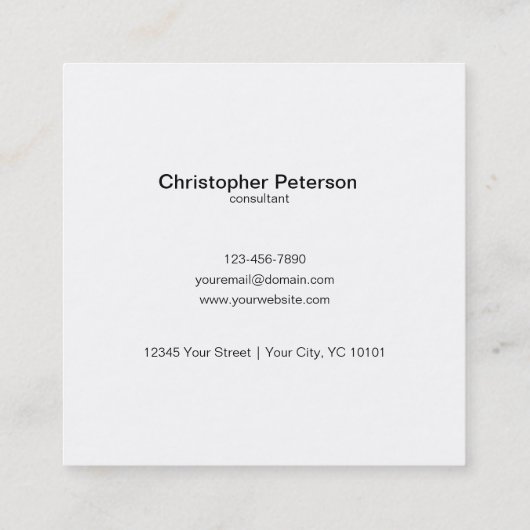 Eenvoudige elegante klassieke zwarte en witte QR-c Vierkante Visitekaartje (Achterkant)