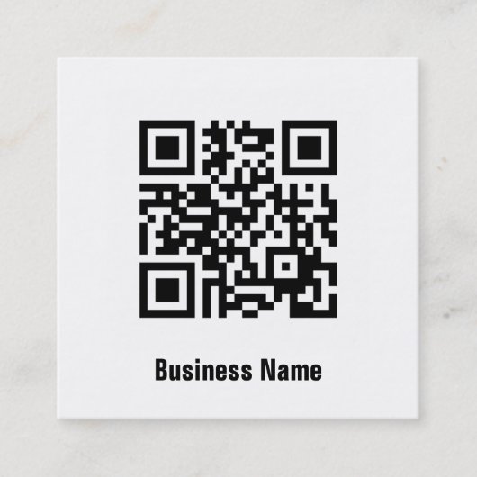 Eenvoudige elegante klassieke zwarte en witte QR-c Vierkante Visitekaartje (Voorkant)