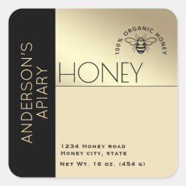 Eenvoudige elegante kleurblok typografie honing vierkante sticker
